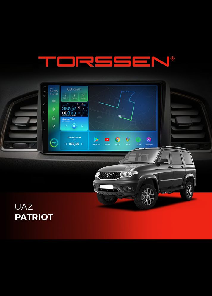Штатна магнітола UAZ Patriot FL9 4+64Gb 4G Carplay DSP Torssen (307089327)