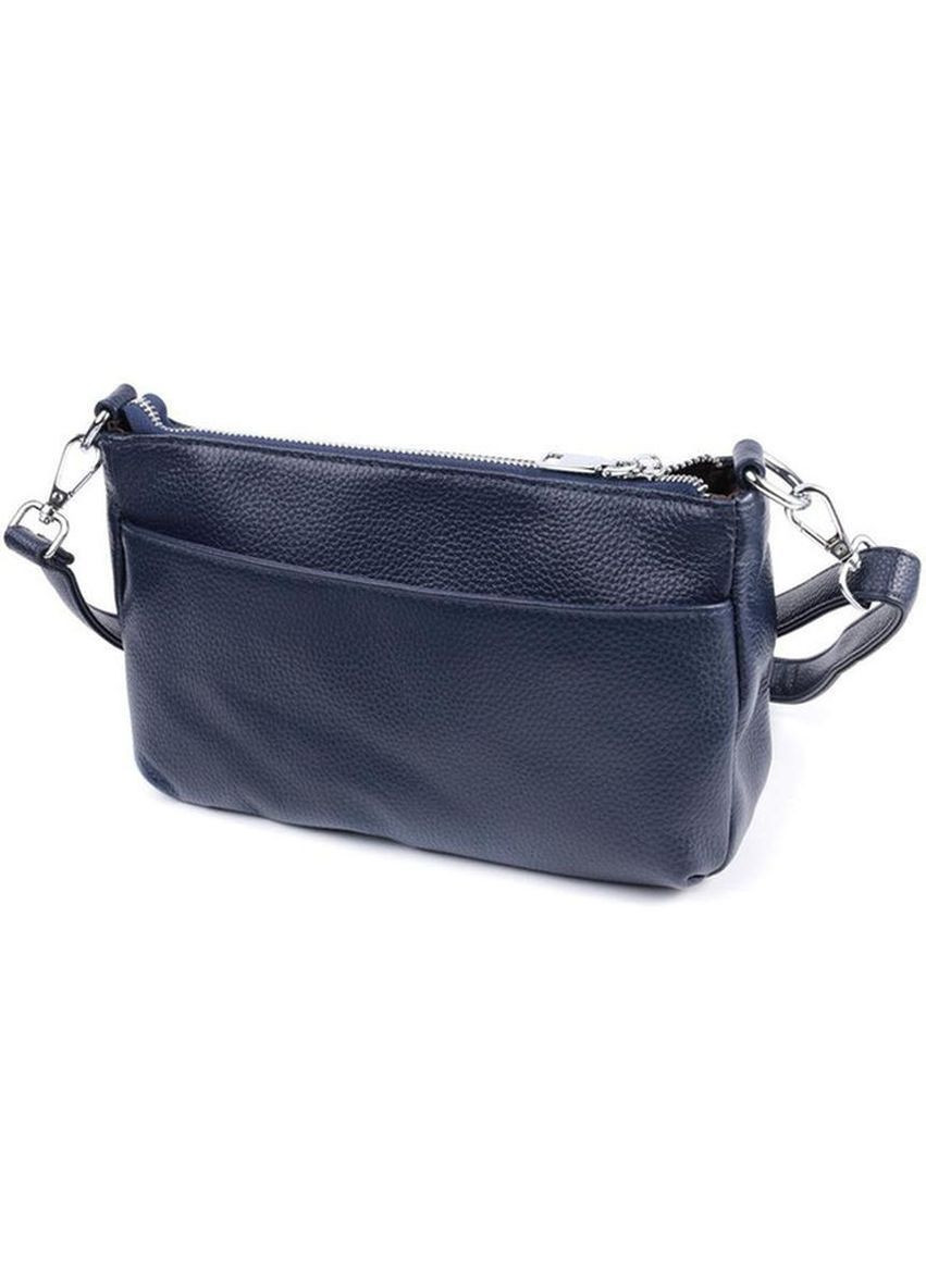 Сумка кросс-боди через плечо женская из натуральной кожи маленькая Синий 37659 Vintage (361970391)
