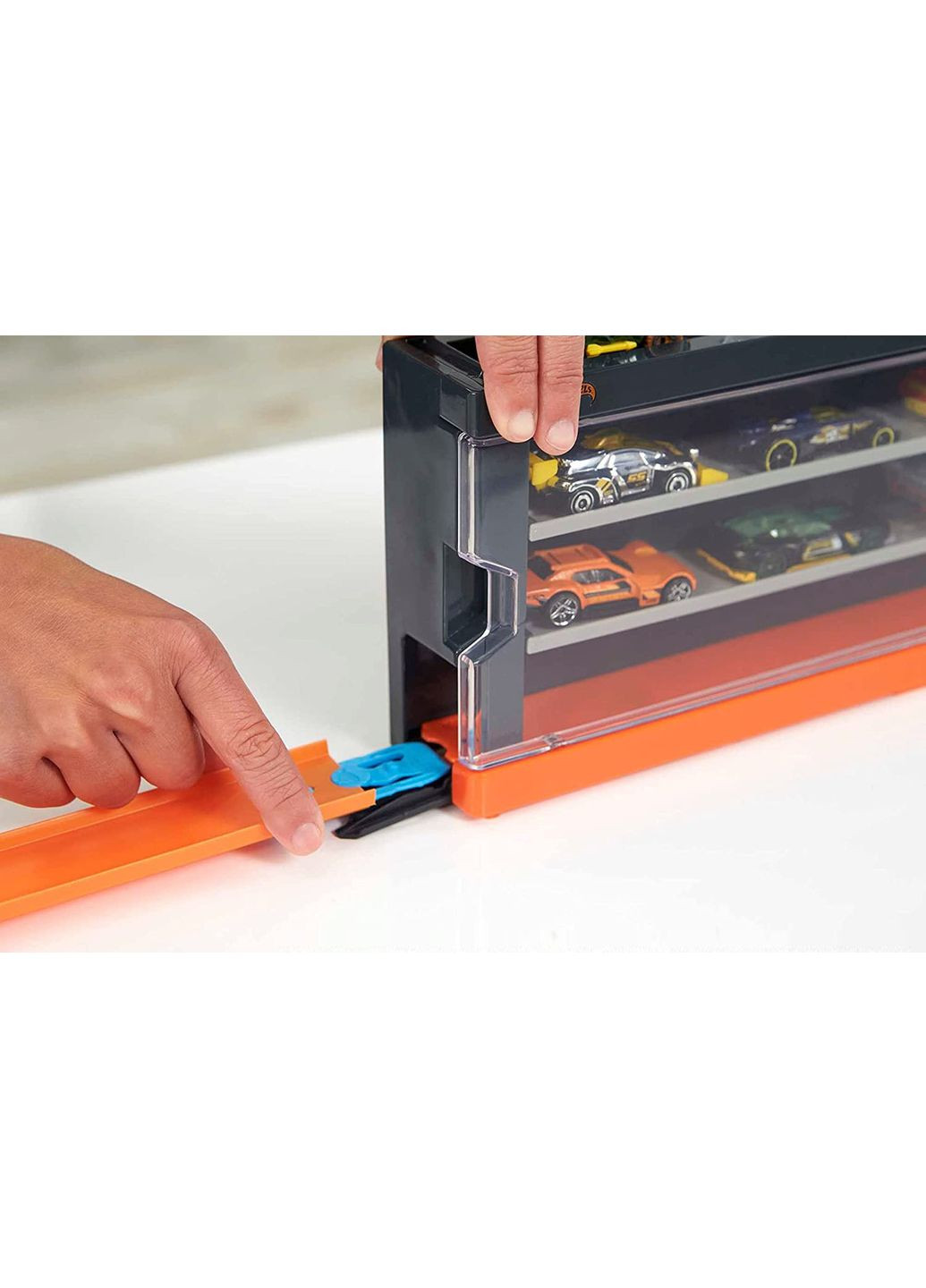 Прозрачный кейс дисплей + 8 машинок Хот Уилс Race Case with 8 Toy Cars Интерактивный контейнер Hot Wheels (365251386)