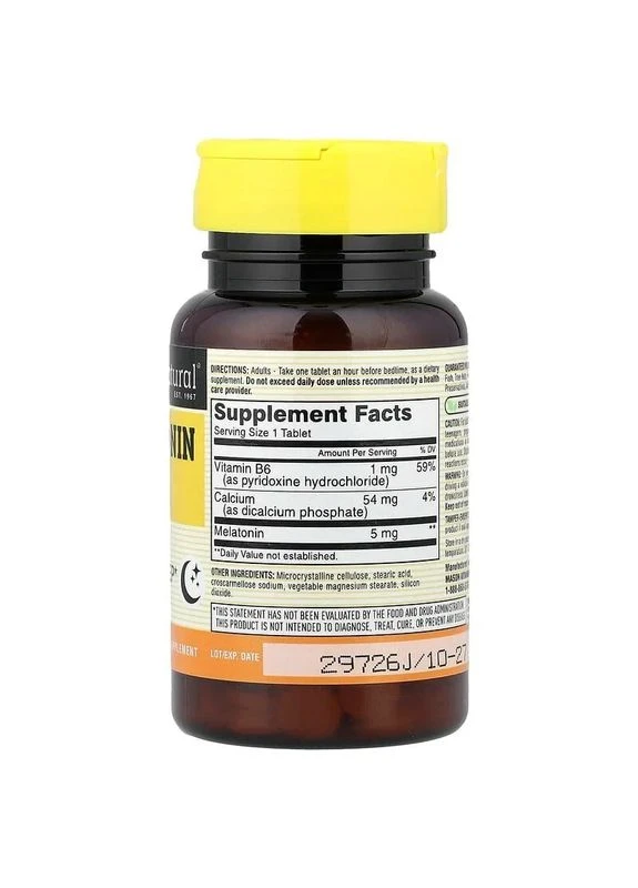 Мелатонин 5 мг, Melatonin, 60 таблеток Mason Natural (371923156)
