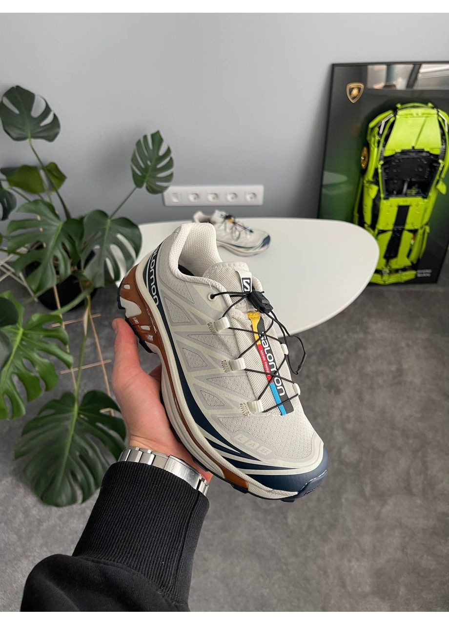 Белые демисезонные кроссовки мужские и женские Salomon XT-6 Soft Ground white | Саломон ХТ-6 Софт Граунд