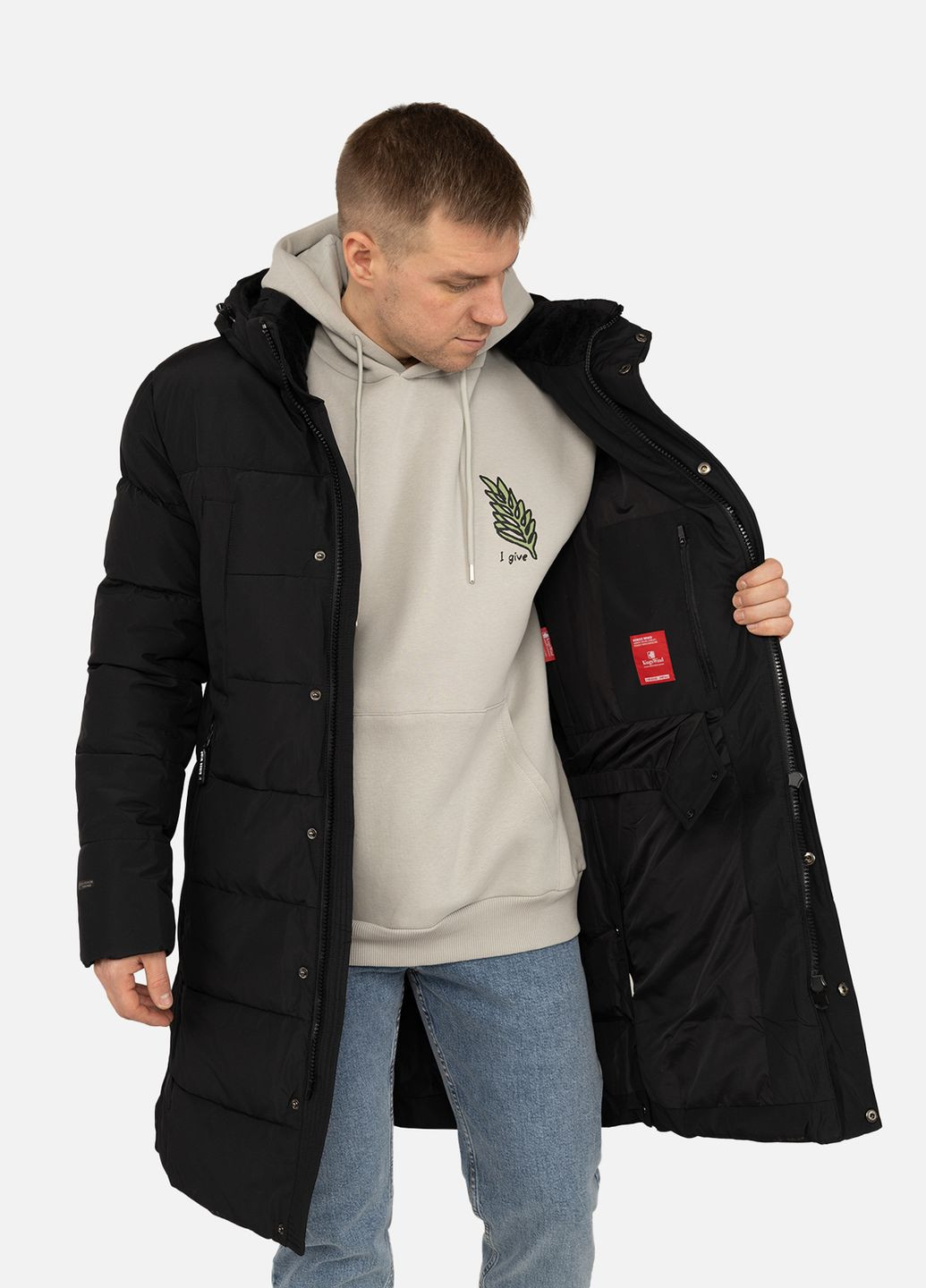 Черная зимняя мужская длинная куртка цвет черный цб-00254588 Kings Wind