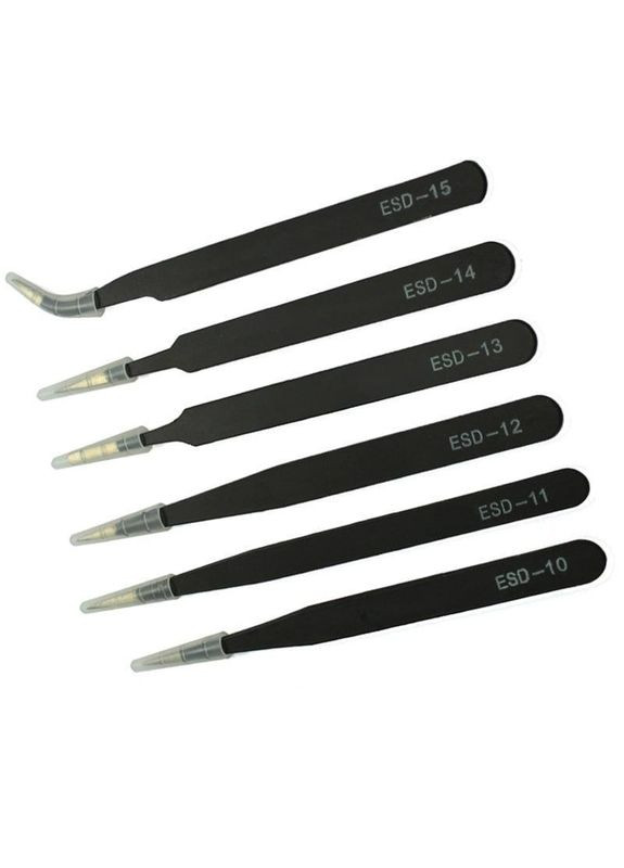 Набір універсальних металевих пінцетів 6 шт. для точних робіт (R051020) Icar (358222022)