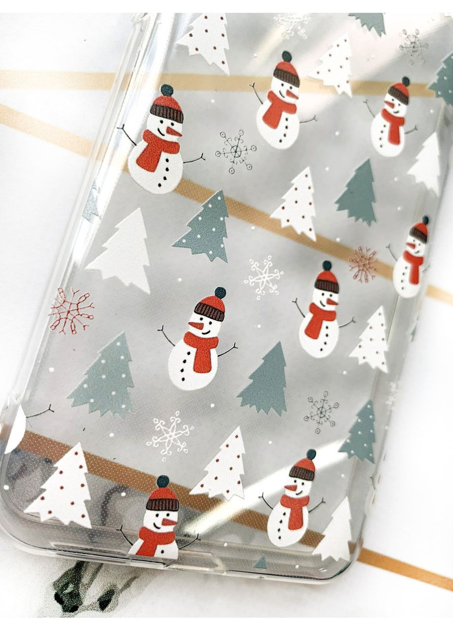 Прозорий чохол на iPhone 16 Pro Max Фон Сніговики (принт 202) Creative (362964609)