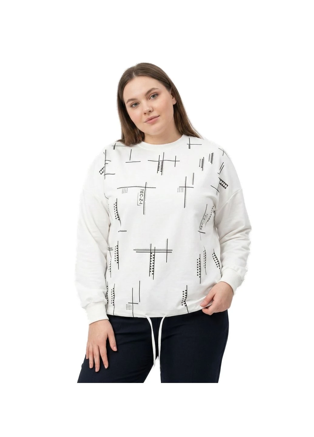 Молочный женский свитшот голубой 50-52 (6508) Pink Daisy цветочный завязки (394224948)