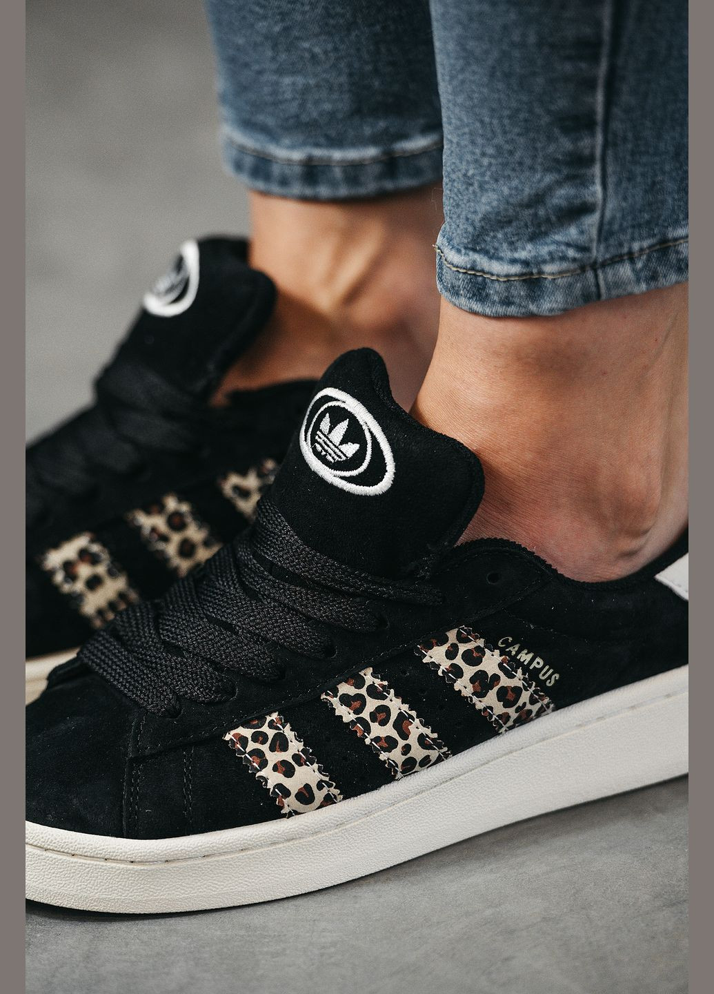 Кроссовки женские Adidas Campus 00s black leopard | Адидас Кампус черные No Brand чёрные демисезоны (315683640)
