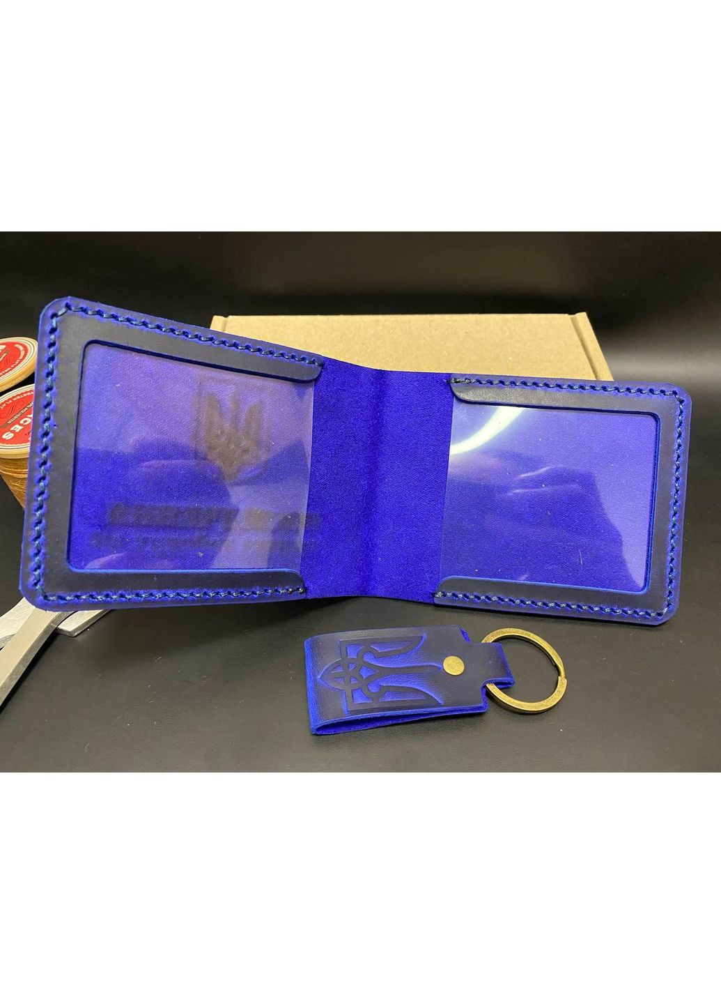 Обложка на УБД из натуральной кожи. Участник Боевых Действий. Синий Цвет No Brand (356508806)