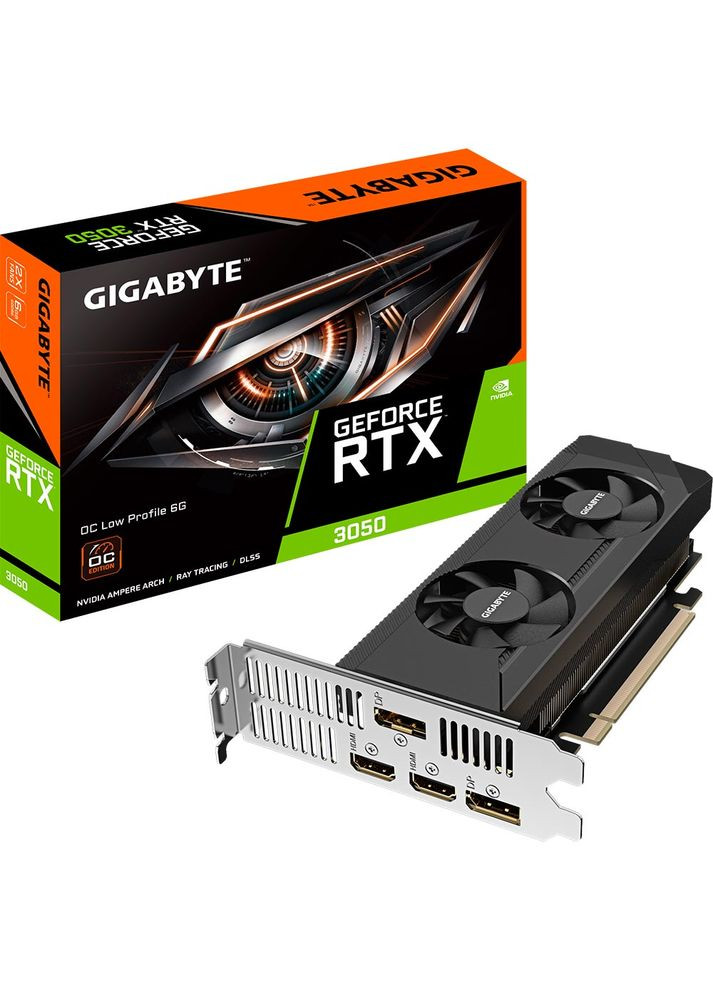 Відеокарта GeForce RTX 3050 Low Profile 6Gb 96bit 1477/14000MHz (GV-N3050OC-6GL) Gigabyte (322938400)