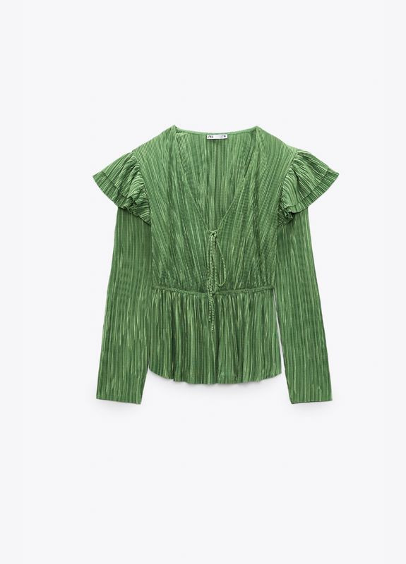 Зелена святкова блуза Zara святкова блуза плісе
