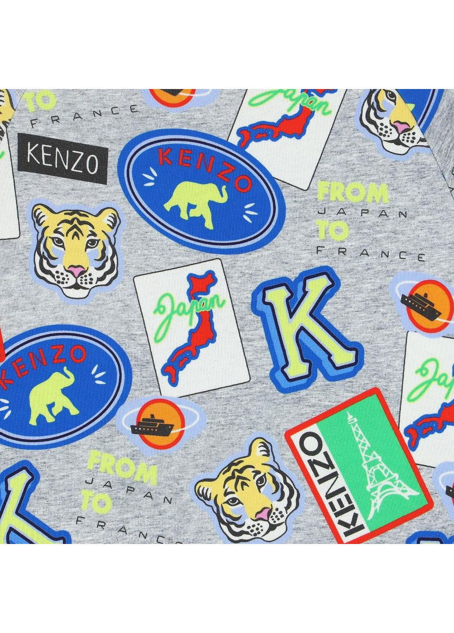 Kenzo світшот, арт. 25765, значки, 98 см, 3 роки сірий трикотаж