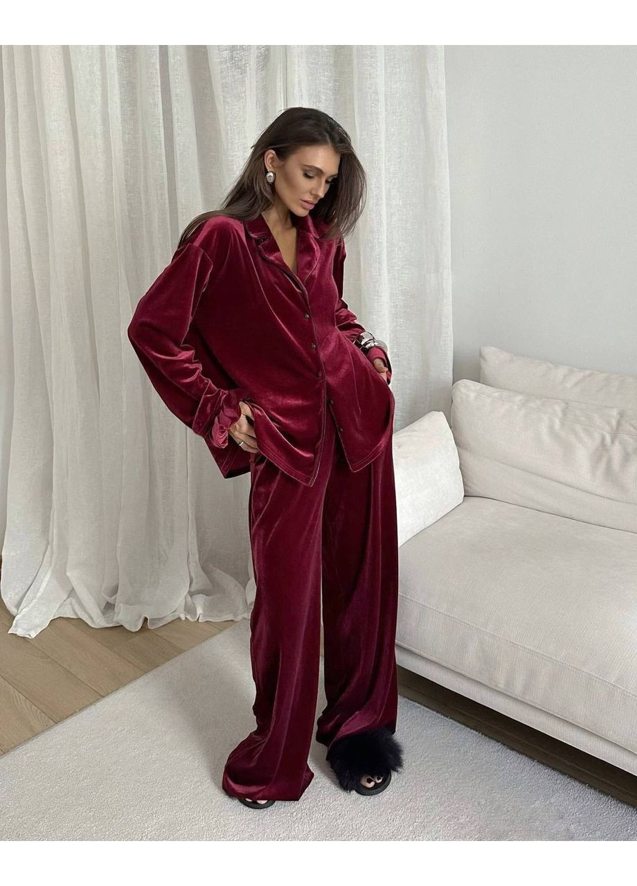 Бордовая женская пижама из бархата Osoblyva