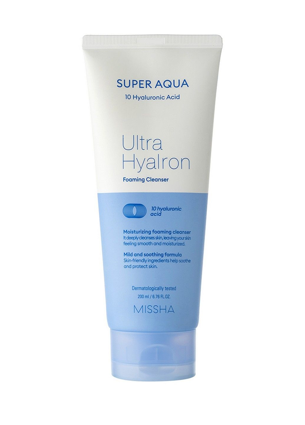Пенка для умывания Super Aqua Ultra Hyalron Cleansing Foam Гиалуроновая 200 мл MISSHA (278048671)