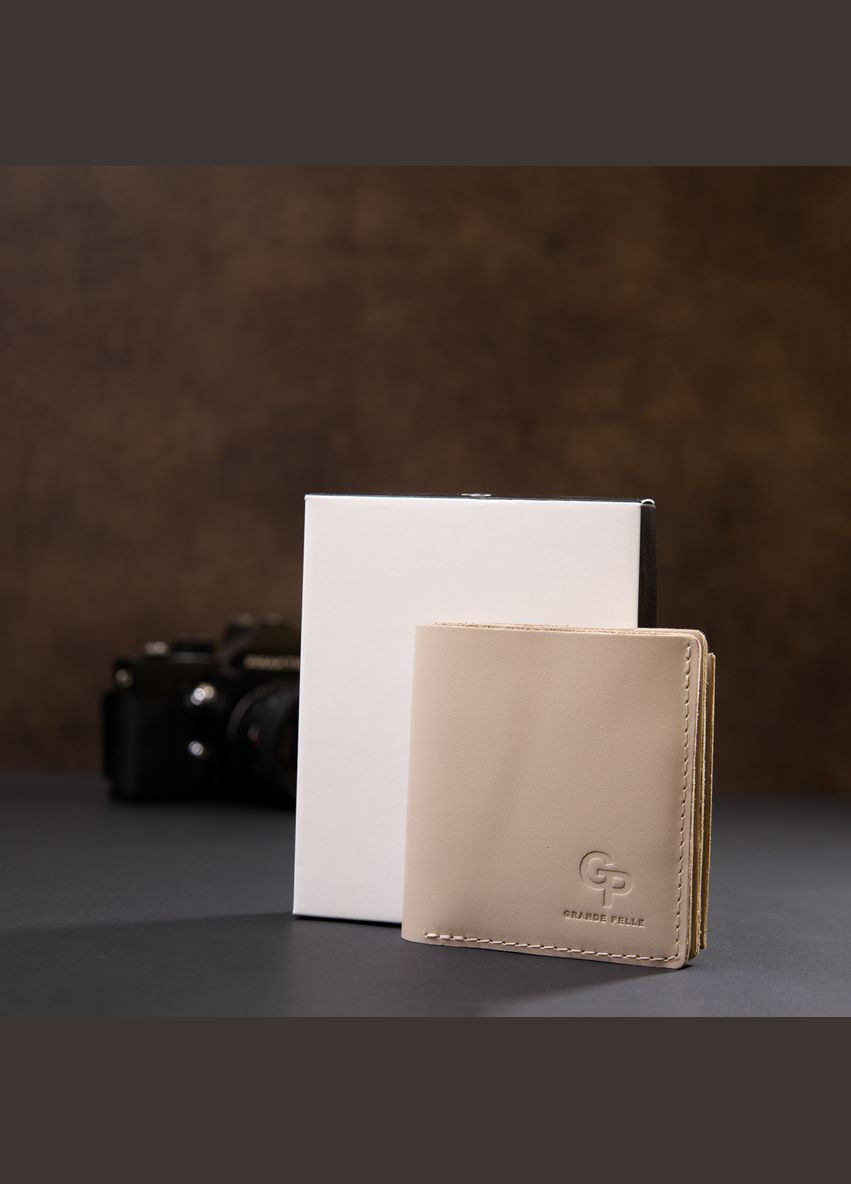 Женский кошелек из натуральной кожи с монетницей 11369 Бежевый Grande Pelle (306882214)