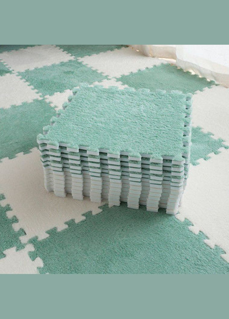 Коврик-пазл с плюшевым покрытием, термоковрик, мягкий детский мат, 60*150см, 10 пазлов, цвет зеленый No Brand (354829478)