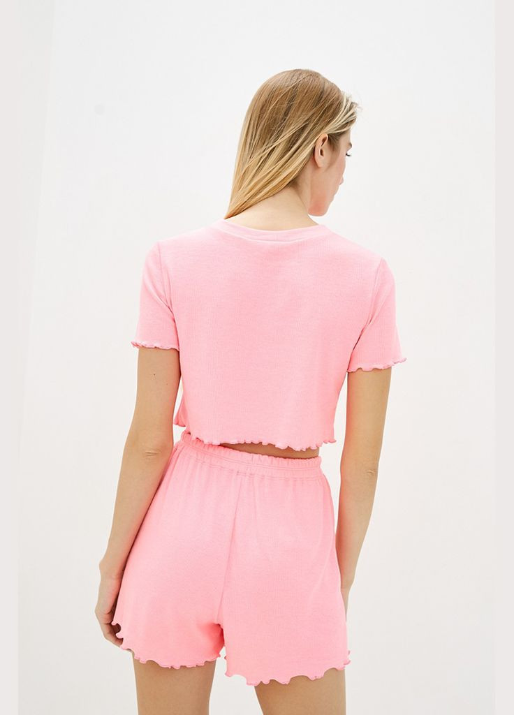 Рожева рожева піжама з шортами в рубчик kari shop atelier (171pj-2-pi) Ova Ova Brand