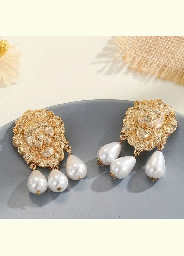 Масивні перлинні сережки леви, 2569 Fashion Jewelry (336550626)