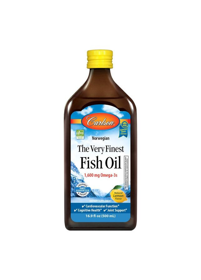 Жирні кислоти The Very Finest Fish Oil, 500 мл - Лимон Carlson Labs (334704572)