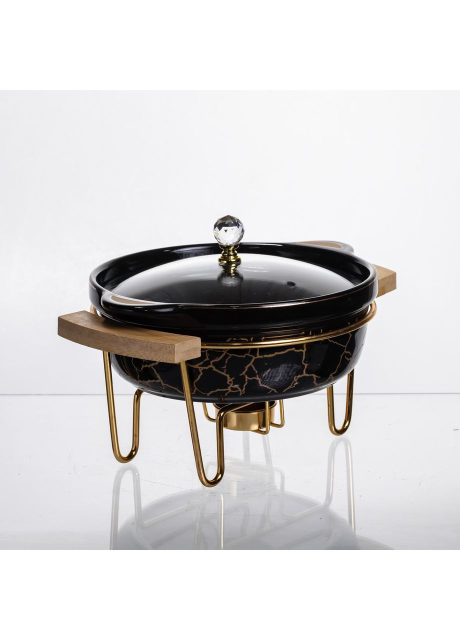 Марміт порцеляновий настільний круглий 800 (мл) мармітниця з підігрівом Зелений мармур LC-716 Yiwu (371161240)