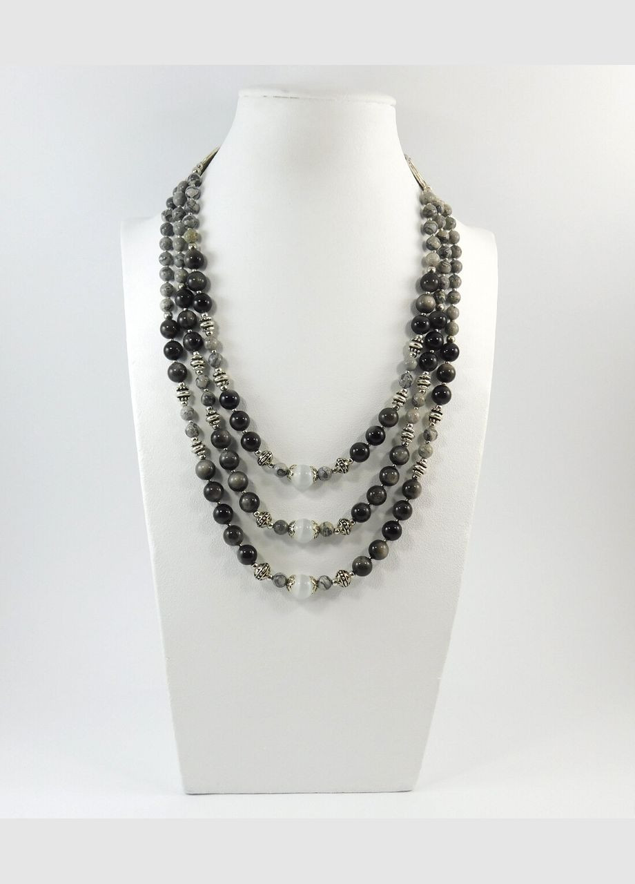 Ожерелье "Долли" Обсидиан, Кошачий глаз, Яшма Fursa fashion (322444552)