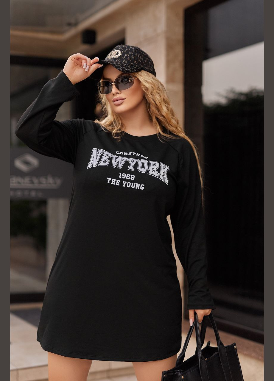 Чорна спортивне трикотажне плаття з написом Fashion Girl