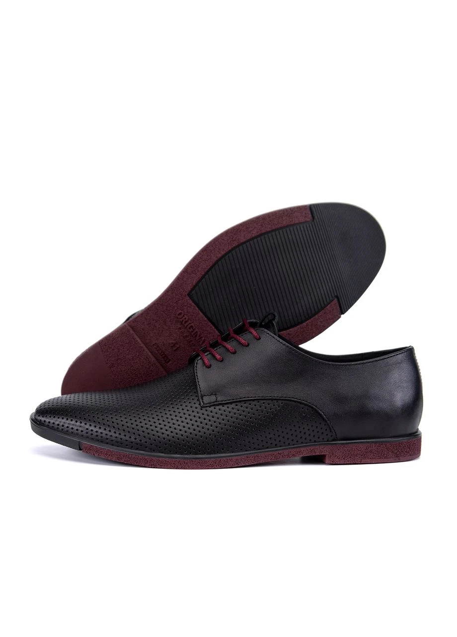 Черные классические мужские кожаные летние туфли classic black Vankristi на шнурках