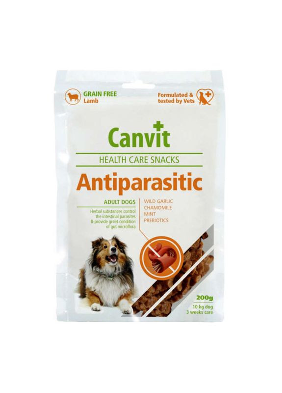 Напіввологі ласощі для собак з чутливим травленням Antiparasitic Snack - 200 г (250 шт.) Canvit (342892154)