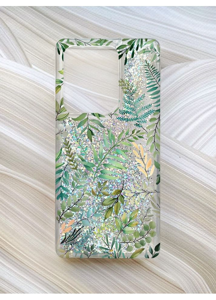 Чохол з плаваючими блискітками на Xiaomi Redmi Note 13 Pro 4G Сріблястий:: Рослинний фон (принт 377) Creative (360704745)