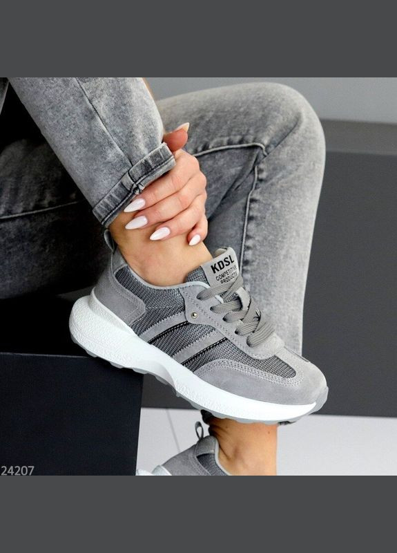 Сірі літні кросівки з перфорацією натур. замш, кросівки, сірі кросівки, кросівки на літо код 24207 KDSL Rih сірі літо (340964188)