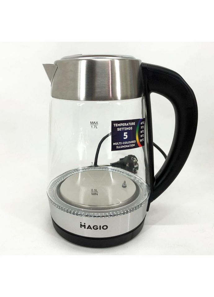 Качественный электрочайник MG-499, Маленький чайник, Тихий бытовой чайник, OX-125 Прозрачный электрочайник Magio (352770264)