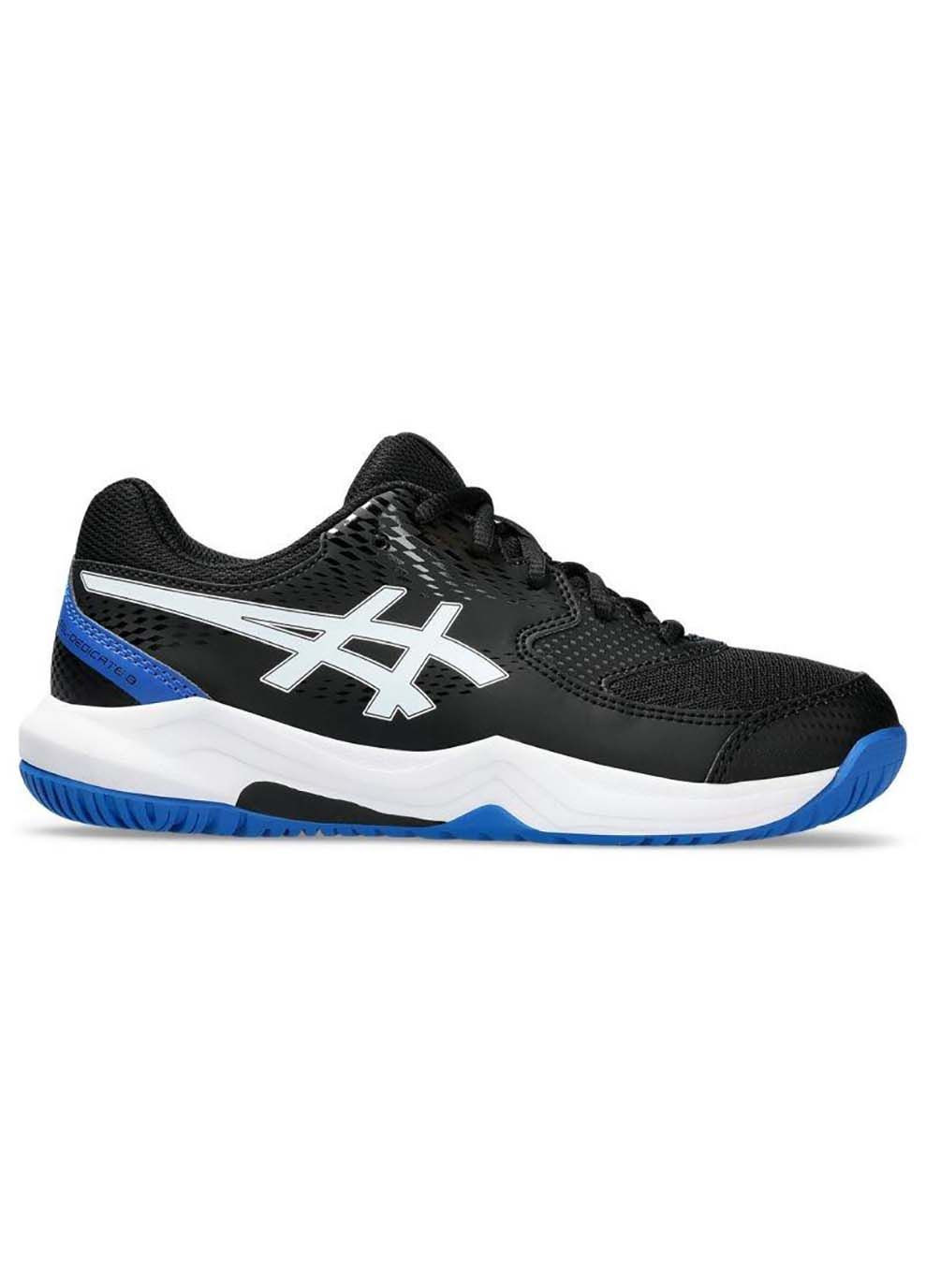 Цветные демисезонные детские кроссовки gel-dedicate 8 gs черный синий Asics
