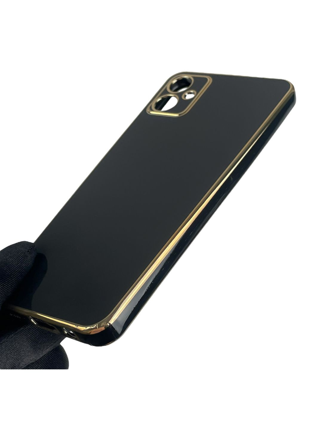 Чохол для Galaxy A05 SM-A055F із золотою окантовкою із захистом камери на самсунг а05 чорний Samsung (366018878)