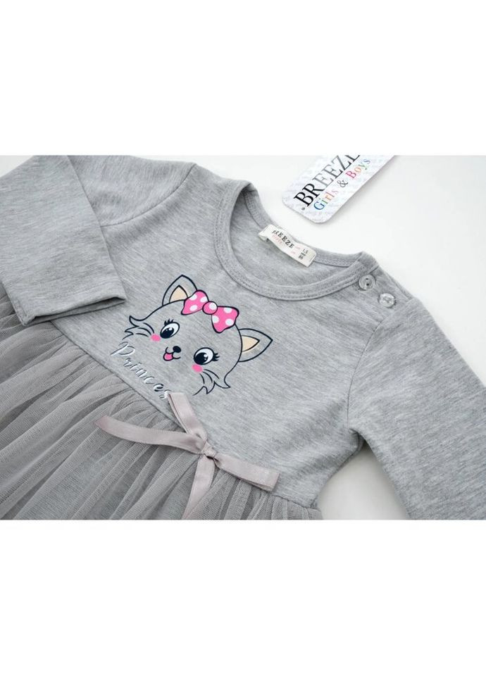 Комбинированное платье с фатиновой юбкой (19609-98g-gray) Breeze (300624797)