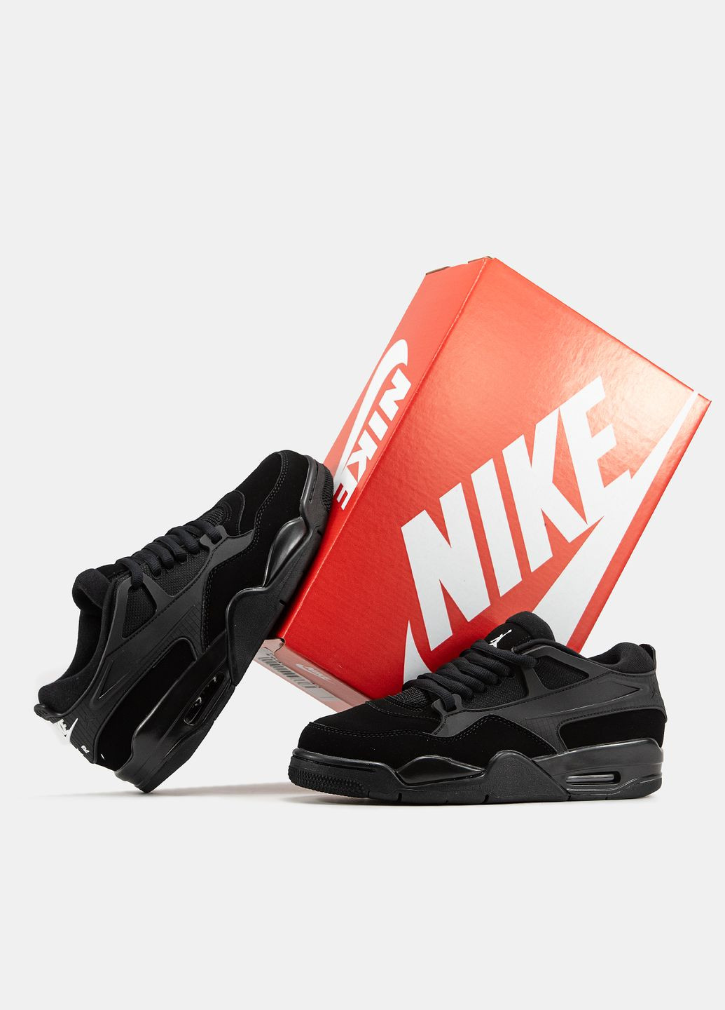 Кроссовки женские и мужские Nike Air Jordan 4 x Nigel Sylvester RM Black | Найк Джордан 4 черные No Brand чёрные демисезоны (332213978)