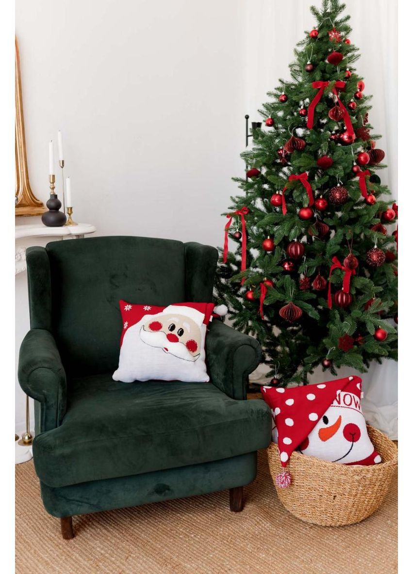 Декоративна наволочка Сніговик у ковпаку новорічна подушка для святкового декору Різдвяна наволочка ProDobro (369365359)