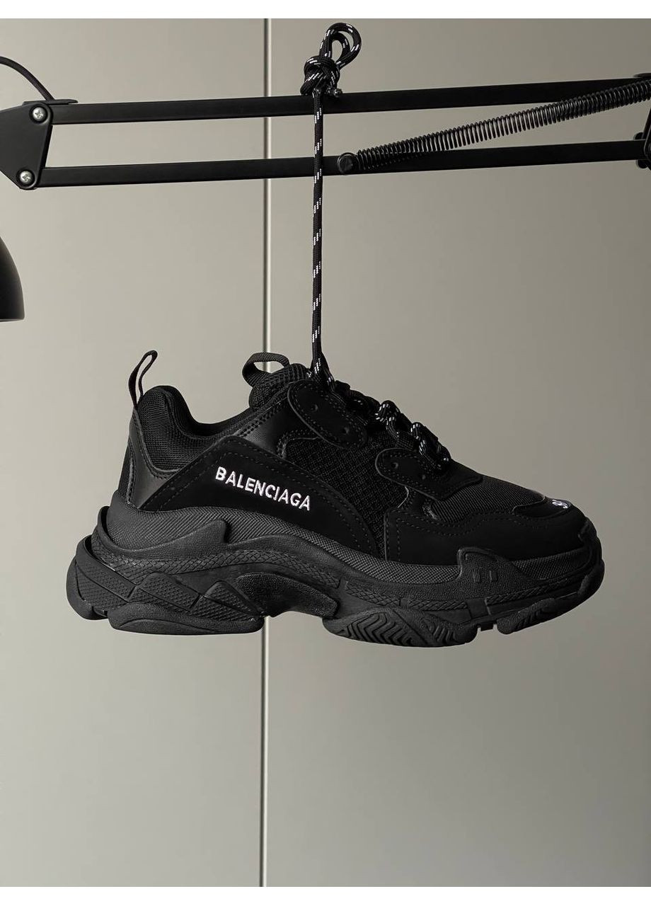 Кроссовки женские и мужские Balenciaga Triple S black | Баленсиага Трипл С черные No Brand чёрные демисезоны (361784326)