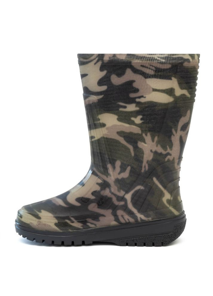 Серо-зеленые сапоги подростковые пвх камуфляж Oldcom