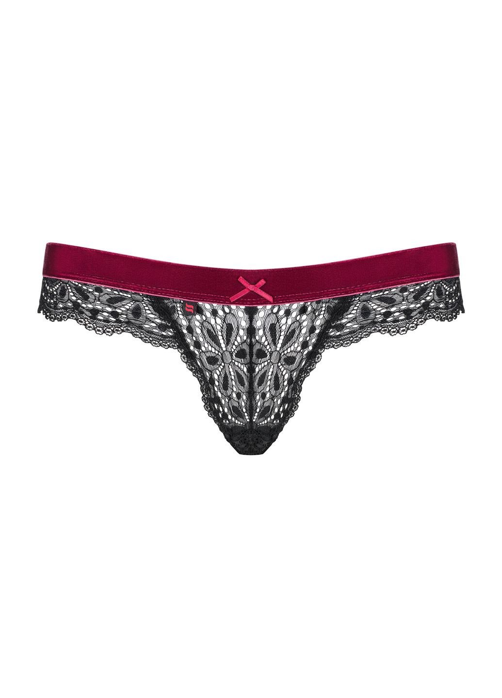 Стрінги ажурні Rossita, чорний/бордовий, Obsessive (306440222)