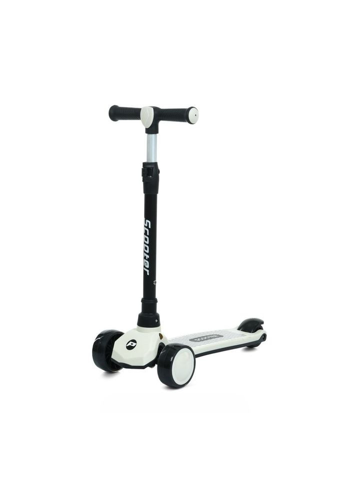 Дитячий триколісний самокат JR3-124 чорно-білий з музикою та колесами, що світяться, для дітей від 3 років розвиваючий транспорт Bambi (368757357)