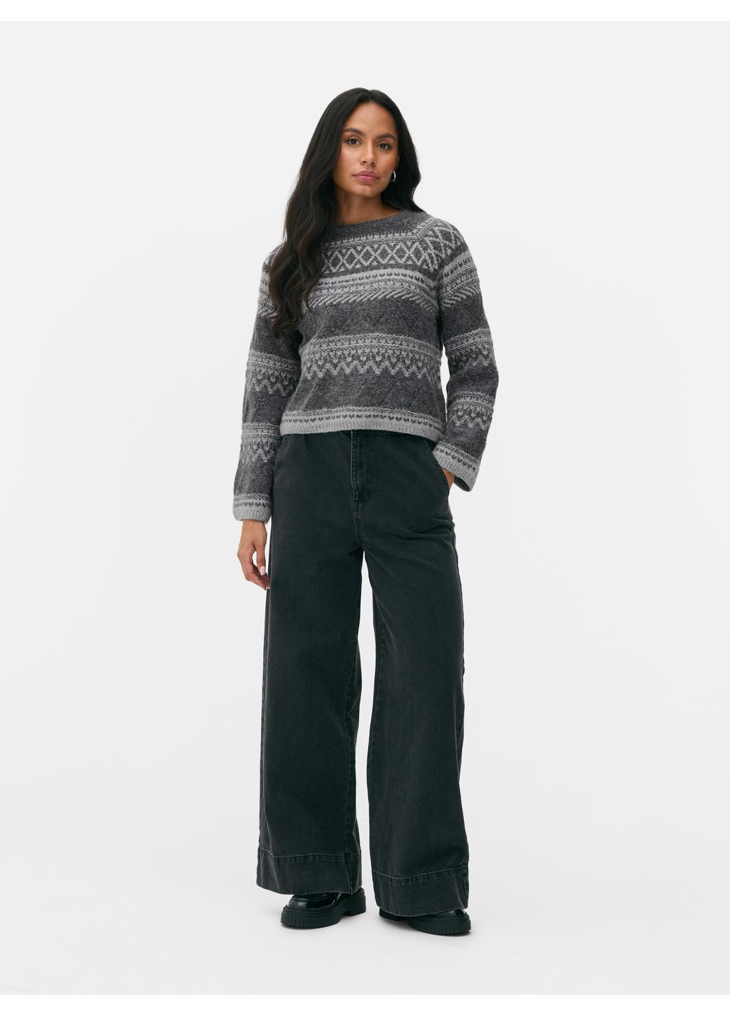 Серый джемпер зима,серый в узоры, Primark