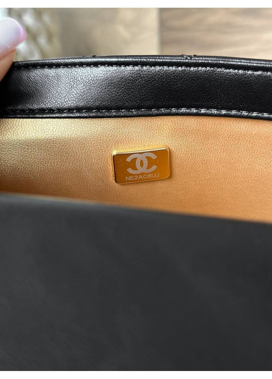 Шкіряна жіноча сумка Chanel Classic 1.55 Small Single Flap Black/Gold класична Шанель чорна на плече No Brand (367610513)