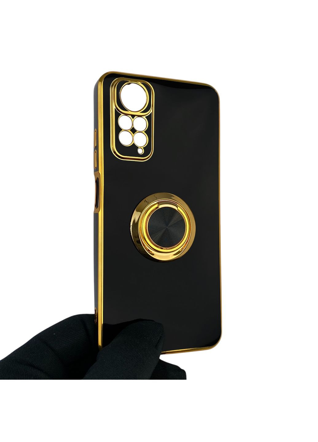 Чехол для Redmi Note 11 4G с кольцом-подставкой с золотой окантовкой на редми нот 11 черный gs1 Xiaomi (366235402)