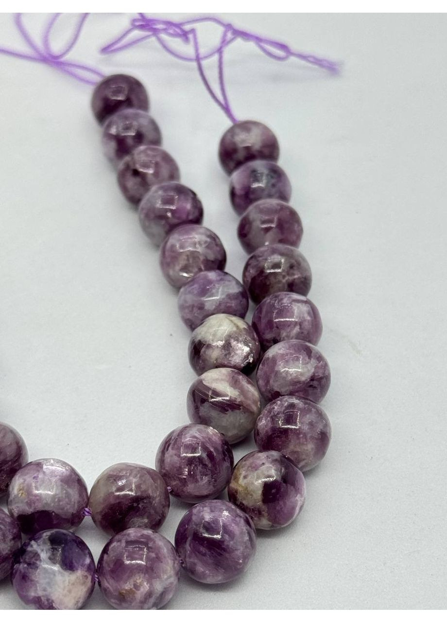 Лепідоліт на нитці без застібки 10 мм 40 см Фіолетовий No Brand (372468113)