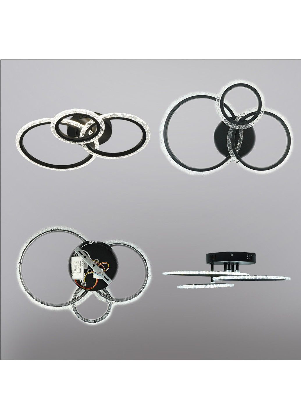 Керована світлодіодна люстра TRIO 70W 3R SMART 510x380x107-BLACK/CLEAR-220-IP20 ESLLSE (313438577)