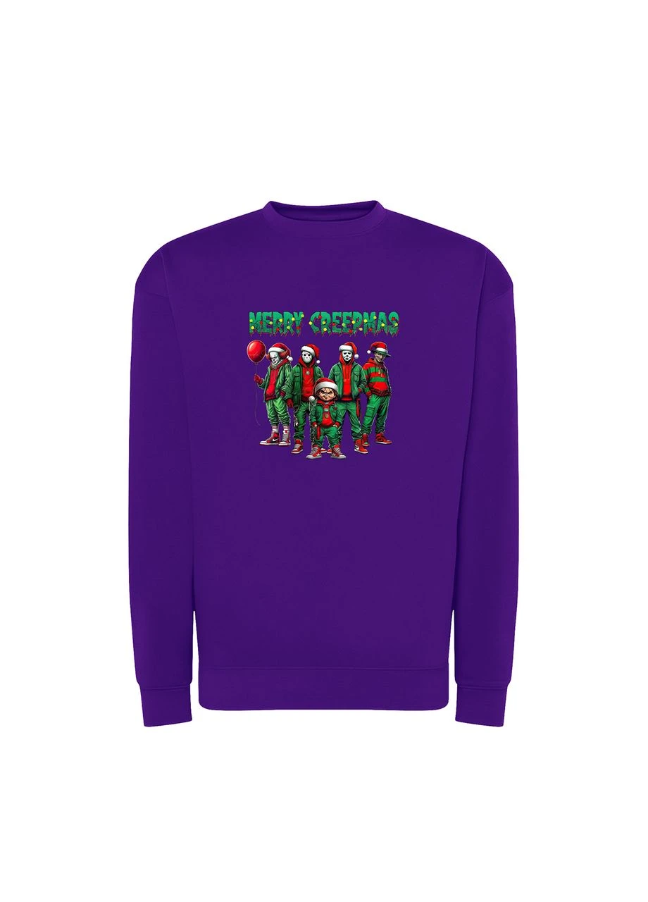 Фиолетовый новогодний свитшот с принтом "merry creepmas". фильмы ужасов (10219910583) ТiШОТКА (368570720)