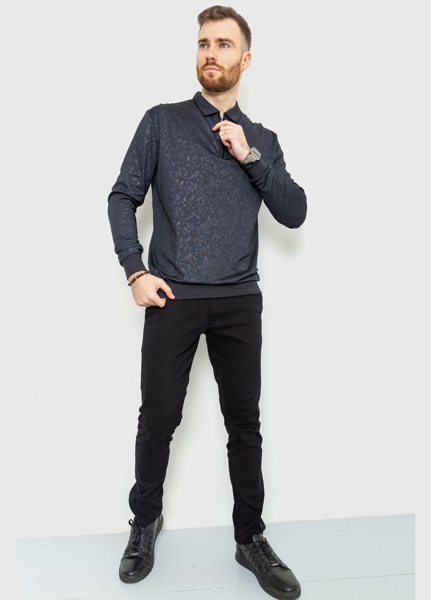 Цветная футболка-поло мужское сдлинным рукавом, цвет черный, для мужчин Ager