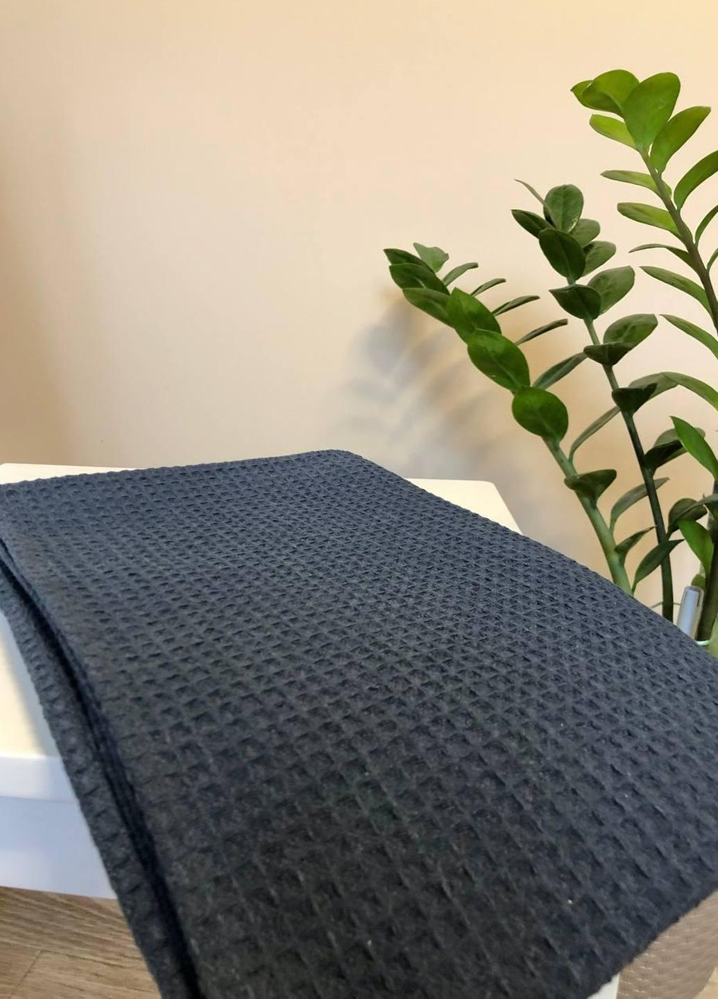 Рушник для рук та обличчя вафельний 50×90 см Vishnya сіро-синій