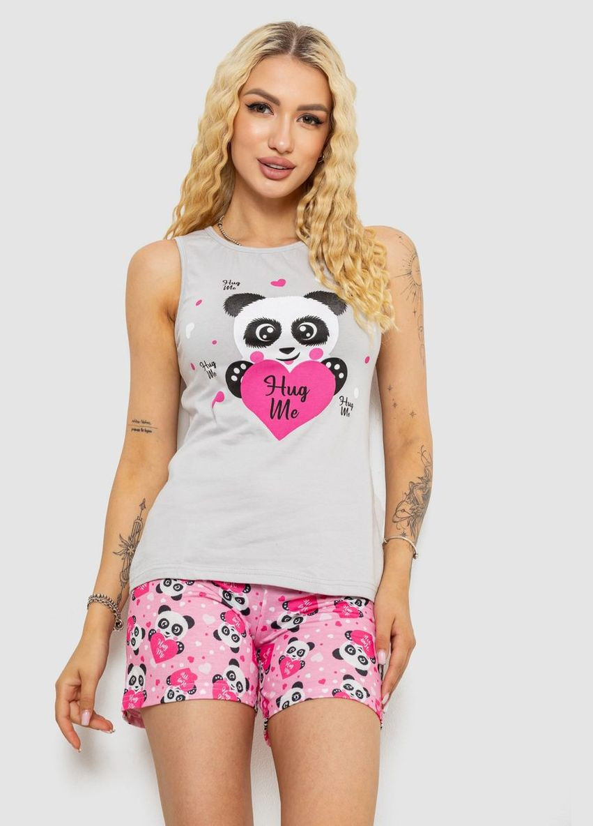 Сіра піжама жіноча з принтом Polkan 243R24495