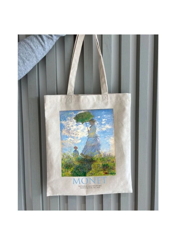 Еко-шоппер ВК4087 MONET Жінка з парасолькою бежевий Bookopt (362915378)