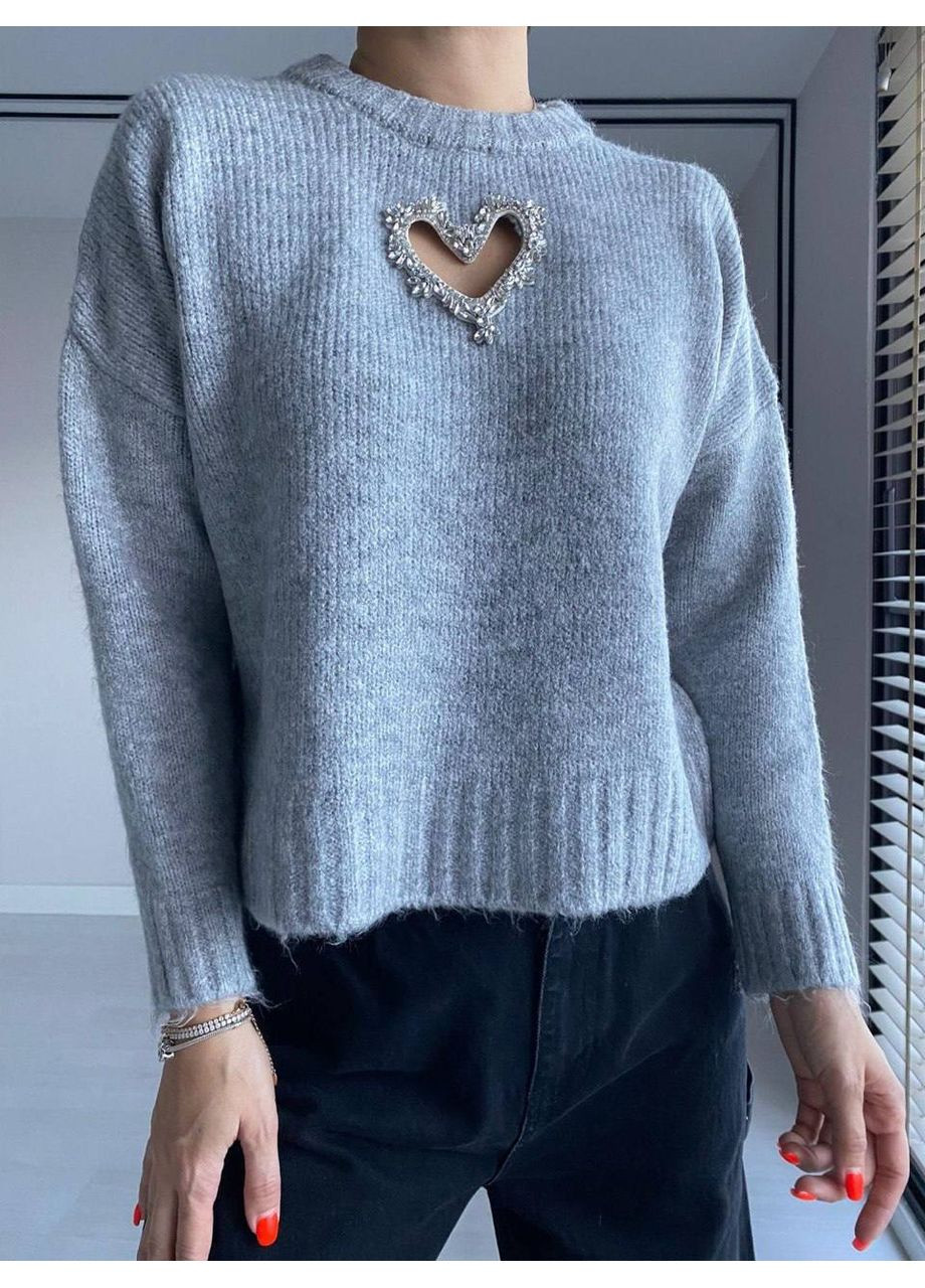 Сірий демісезонний жіночий сірий светр No Brand