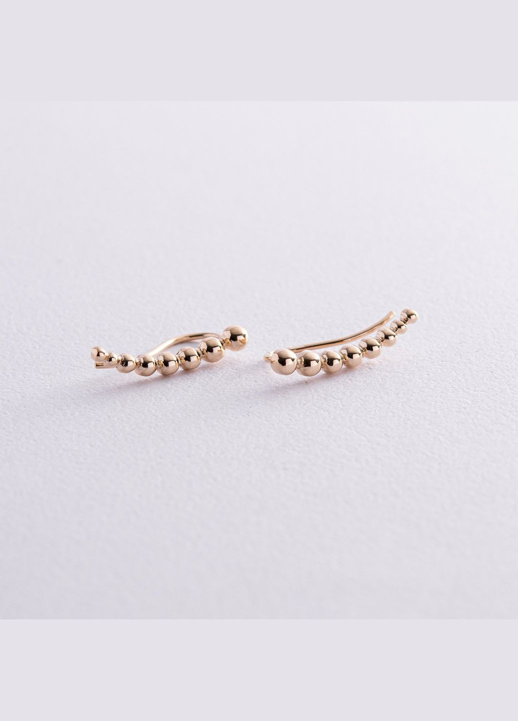 Серьги - клаймберы Шарики в желтом золоте с08237 Oniks (264644643)